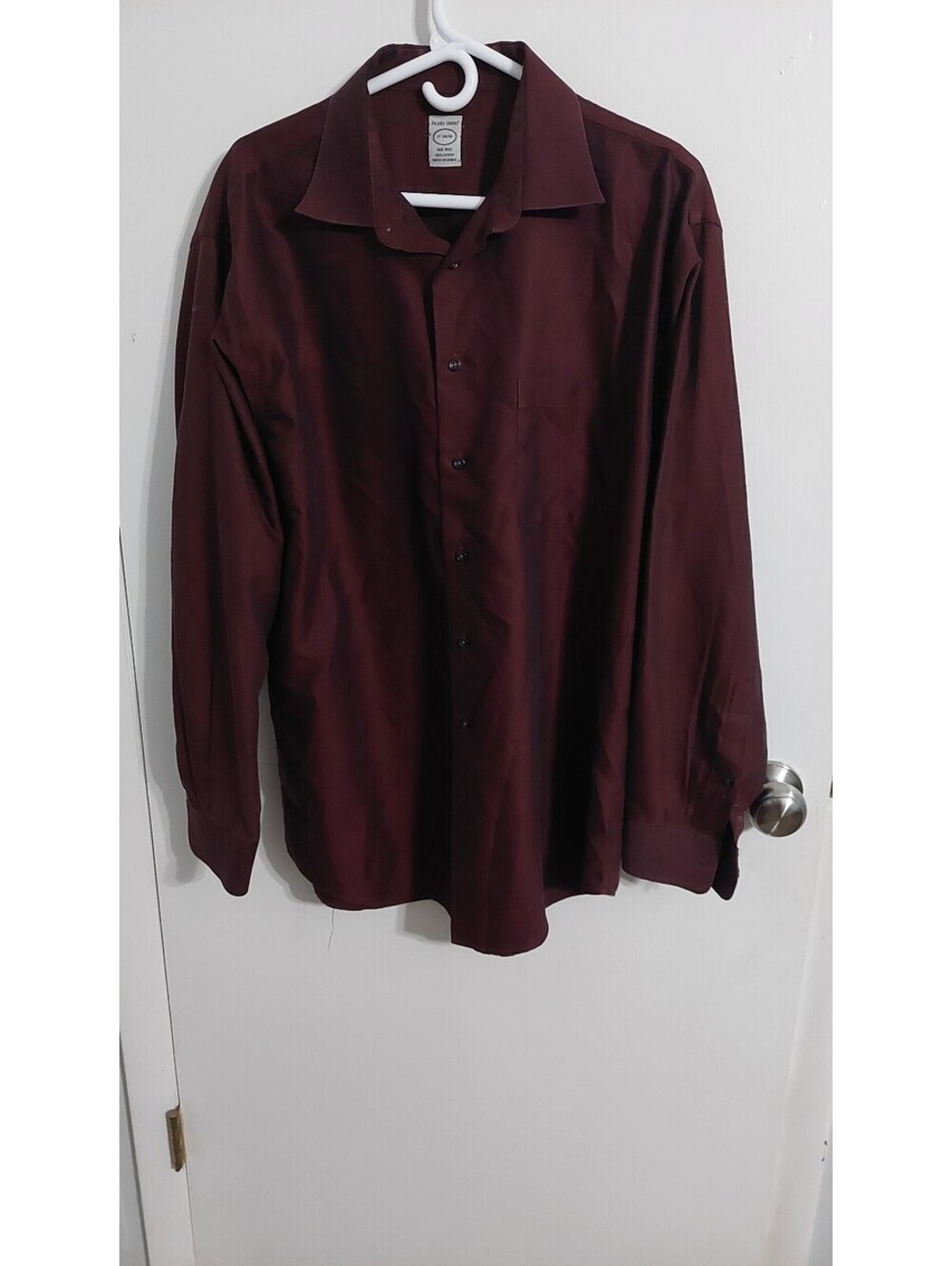 Pronto Uomo Men's Burgundy Non-Iron Cotton Dress Shirt Size 17 34/35 - Picture 2 of 5